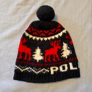 Polo by Ralph Lauren Black and Red Knit Hat